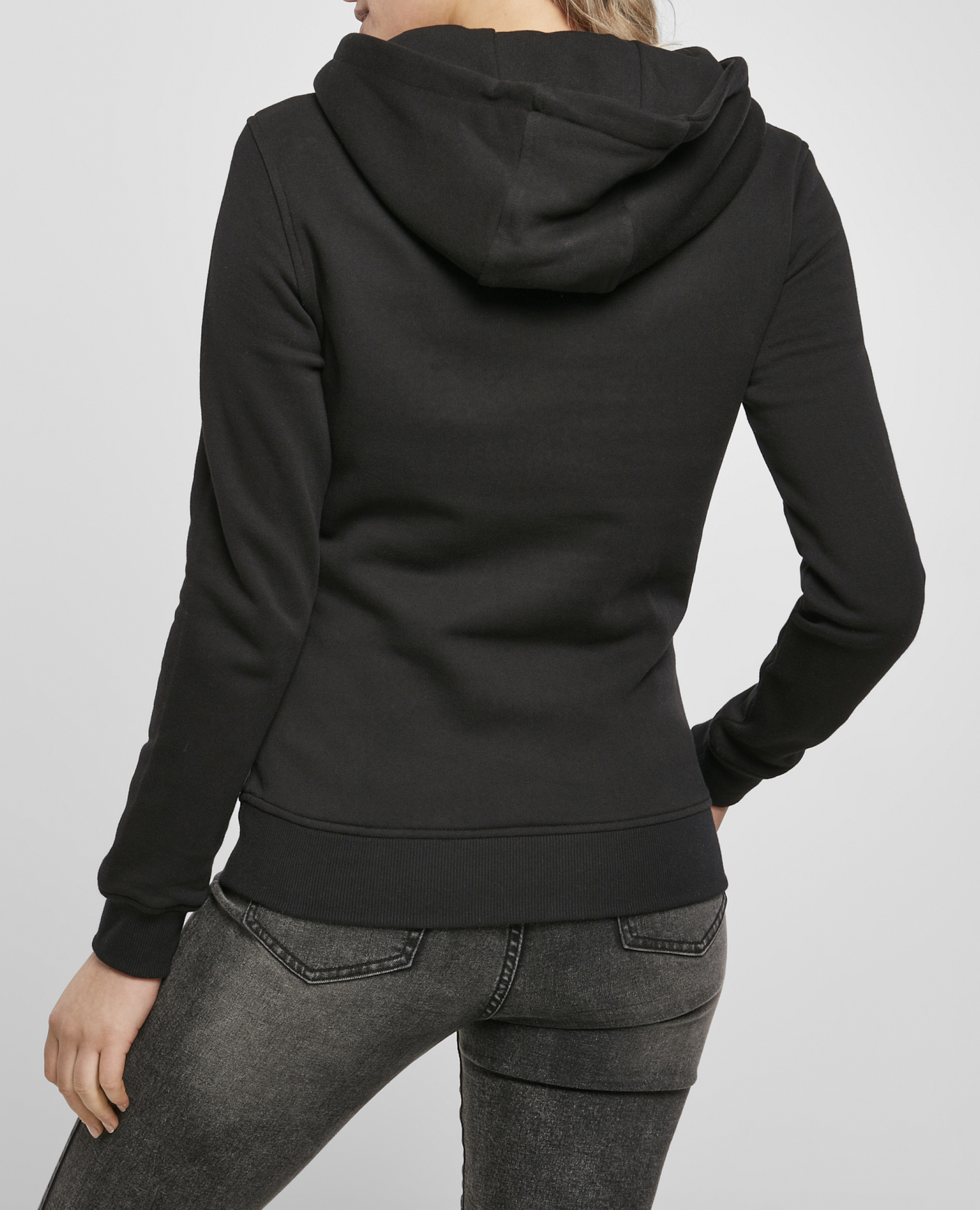 Black Female Slim Fit Pokercode Hoodie (Logo + Writing)